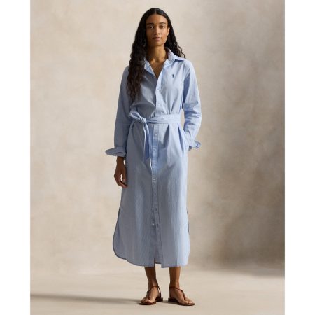 Ralph Lauren Belted Striped Cotton Shirtdress