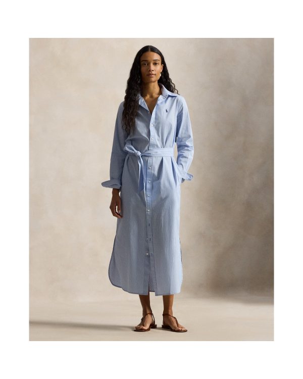 Ralph Lauren Belted Striped Cotton Shirtdress