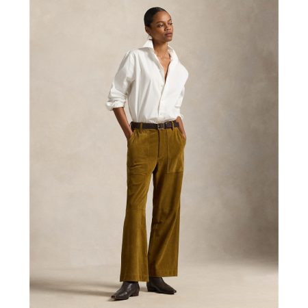 Ralph Lauren Ricky Suede Wide-Leg Crop Pant