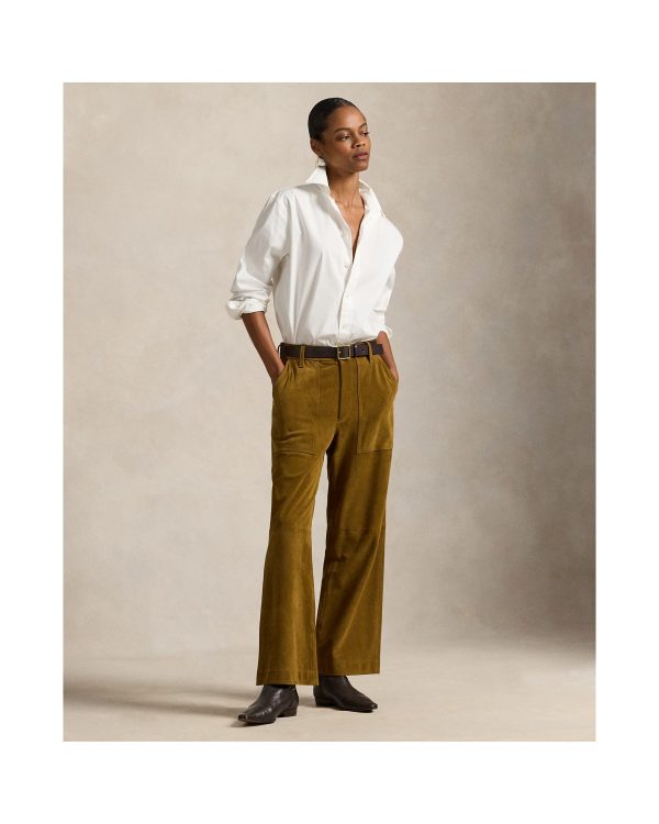 Ralph Lauren Ricky Suede Wide-Leg Crop Pant