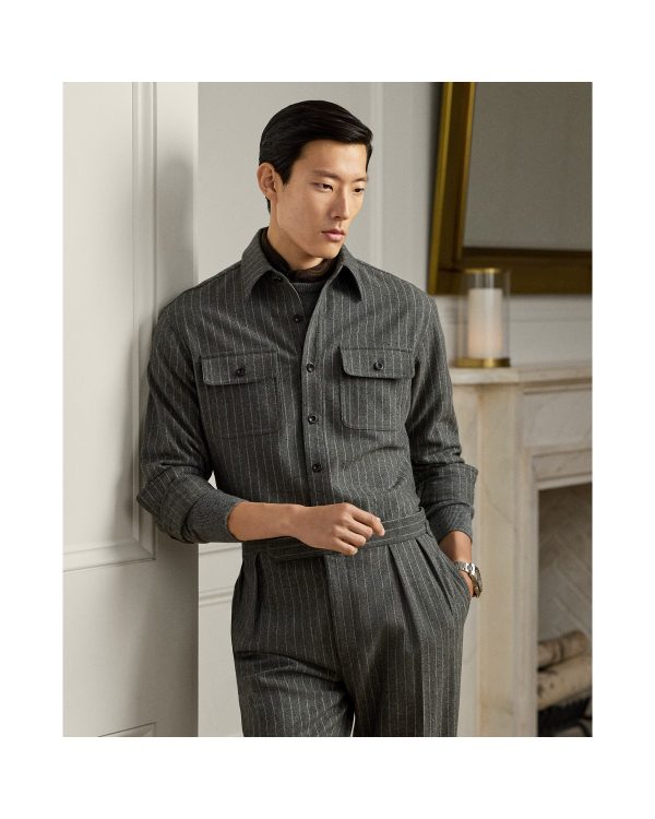 Polo Ralph Lauren Chalk-Stripe Wool Flannel Shirt