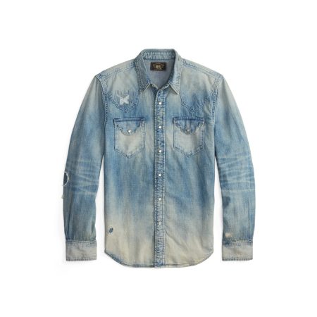 Polo Ralph Lauren Slim Fit Repaired Denim Western Shirt