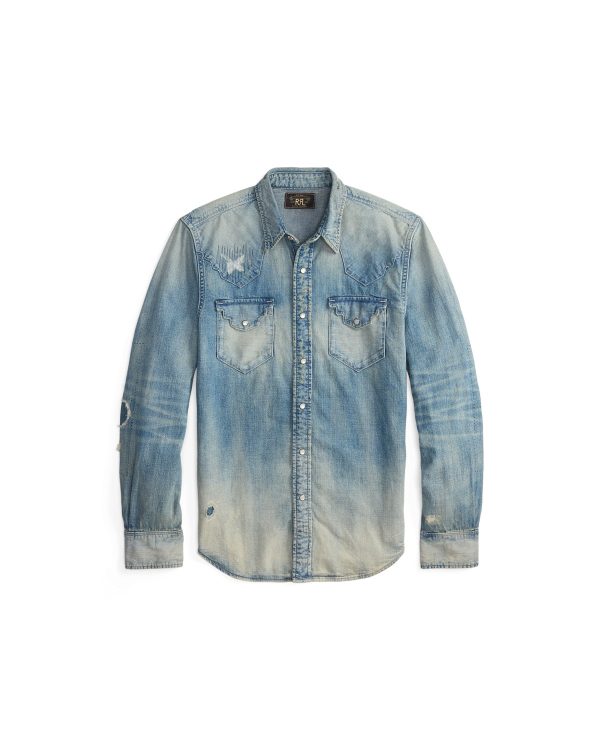 Polo Ralph Lauren Slim Fit Repaired Denim Western Shirt