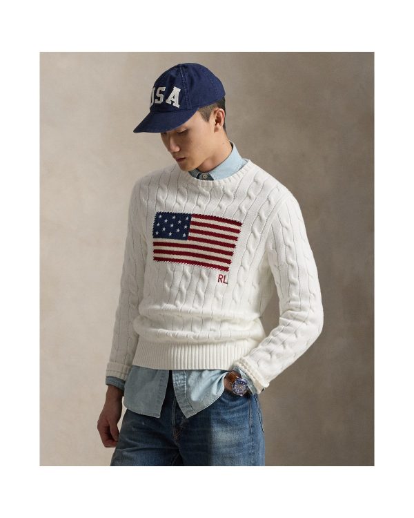 Polo Ralph Lauren Cable-Knit Iconic Flag Sweater