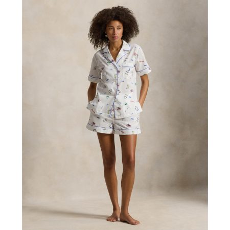 Ralph Lauren Print Cotton Shirt & Short Pajama Set