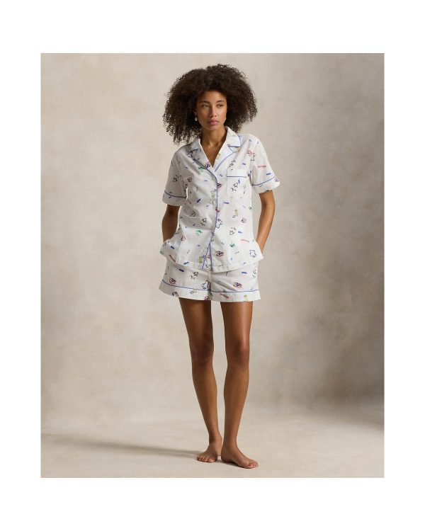 Ralph Lauren Print Cotton Shirt & Short Pajama Set