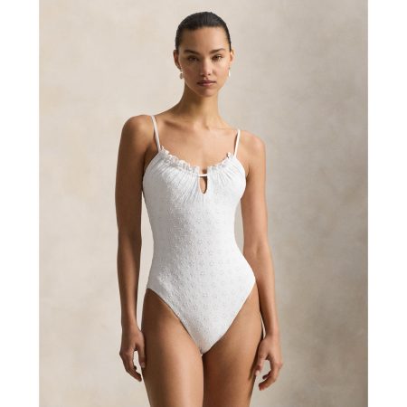 Ralph Lauren Ruffled Eyelet One Piece Swimsuit
