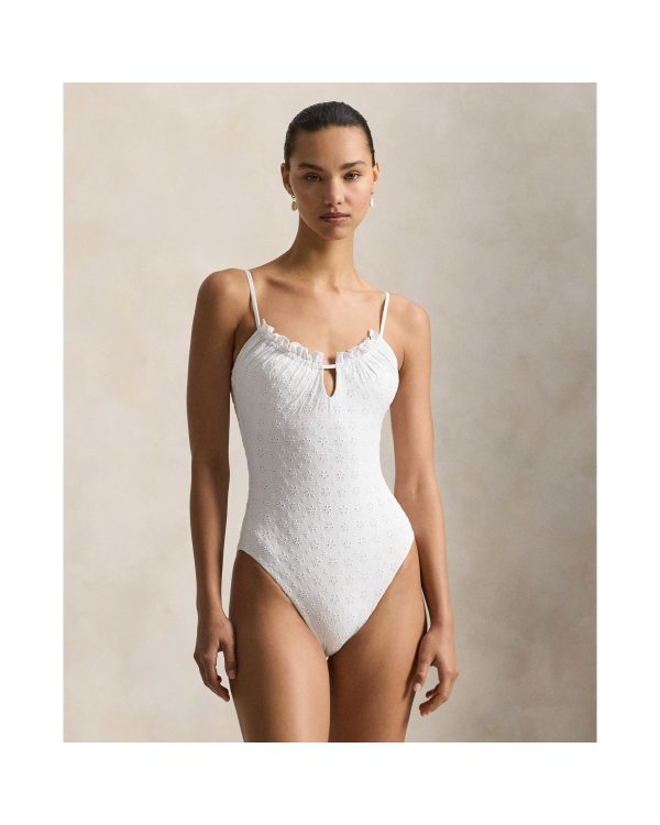 Ralph Lauren Ruffled Eyelet One Piece Swimsuit