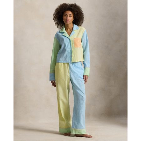 Ralph Lauren Color-Blocked Seersucker Pajama Set