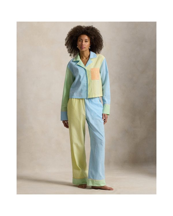 Ralph Lauren Color-Blocked Seersucker Pajama Set