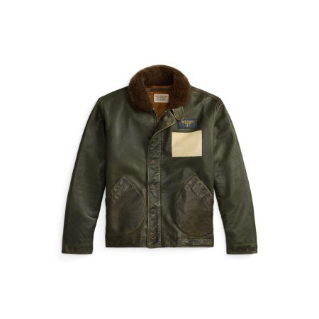 Polo Ralph Lauren Shearling-Collar Leather Jacket