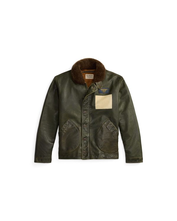 Polo Ralph Lauren Shearling-Collar Leather Jacket