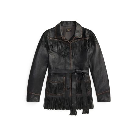 Ralph Lauren Fringe-Trim Leather Jacket