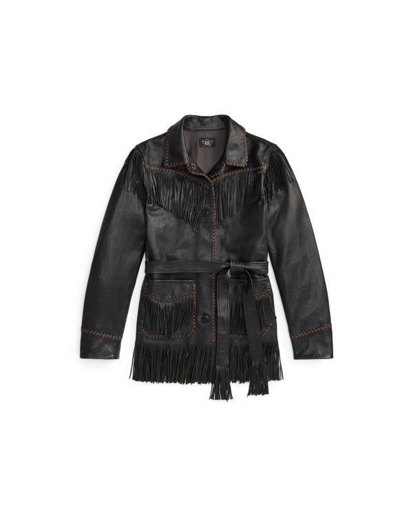 Ralph Lauren Fringe-Trim Leather Jacket