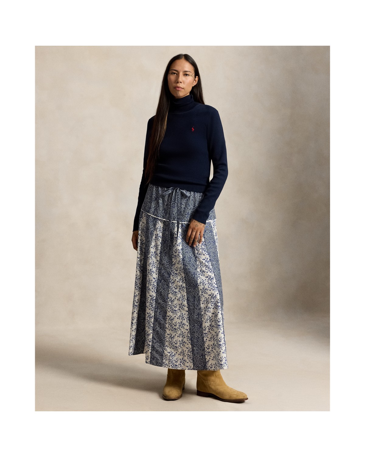 Ralph Lauren Floral Cotton Silk A Line Skirt