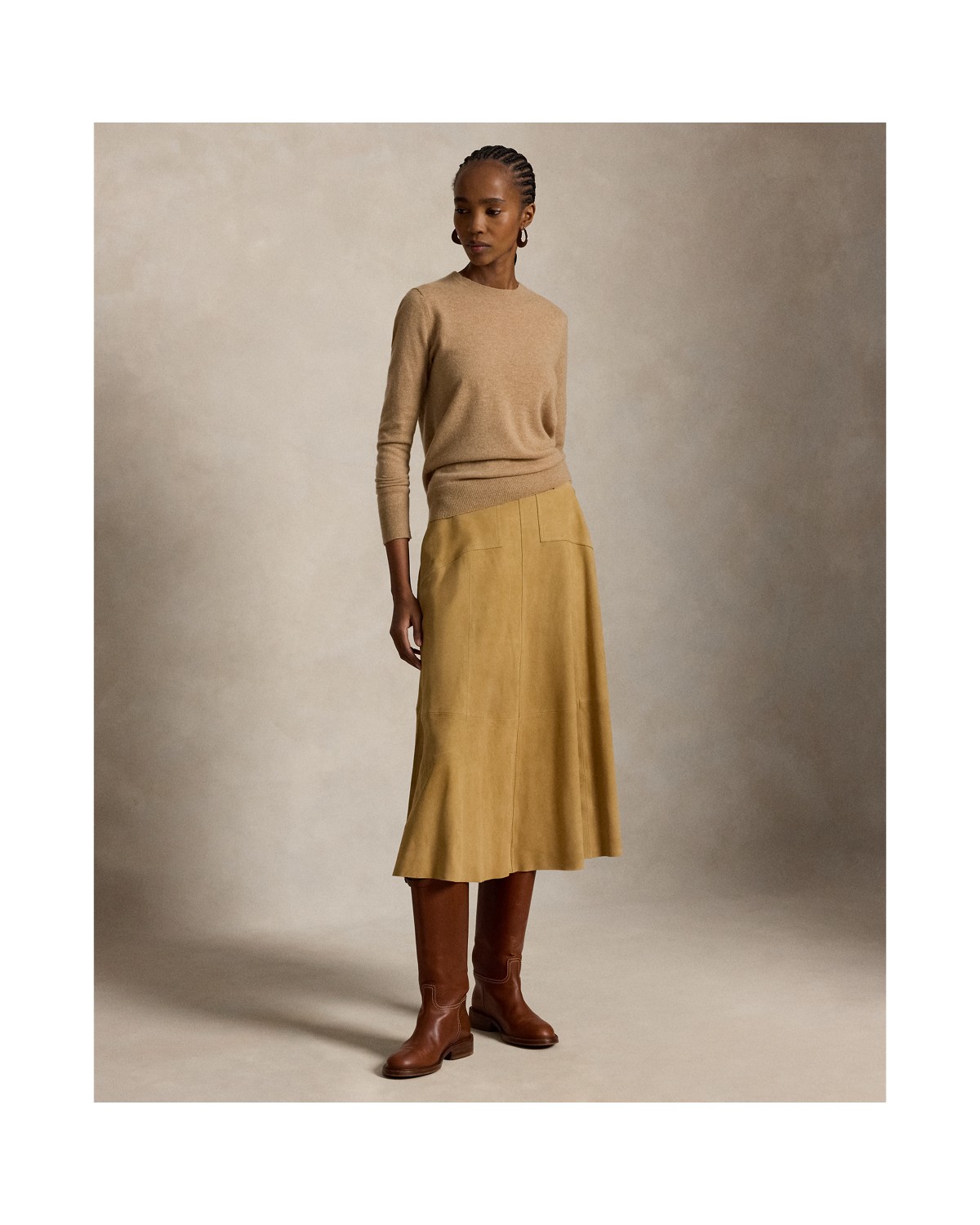Ralph Lauren Belted Suede A Line Skirt