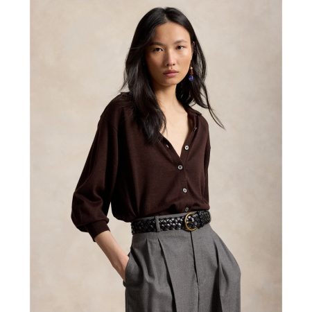 Ralph Lauren Polo Collar Wool Blouson Cardigan