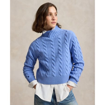 Ralph Lauren Cable Knit Wool Cashmere Turtleneck