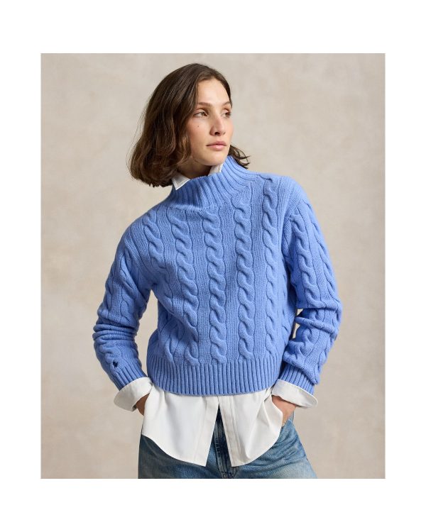 Ralph Lauren Cable Knit Wool Cashmere Turtleneck
