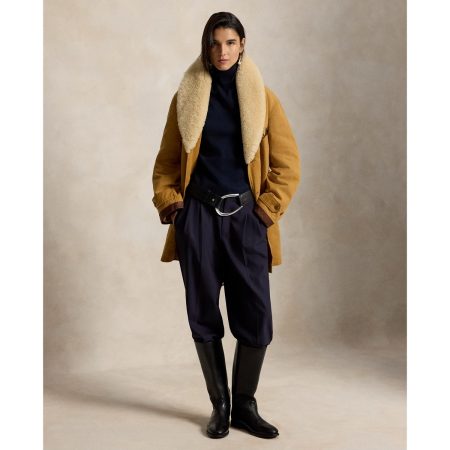Ralph Lauren Shearling Trim Canvas Ranch Coat
