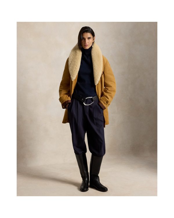 Ralph Lauren Shearling Trim Canvas Ranch Coat