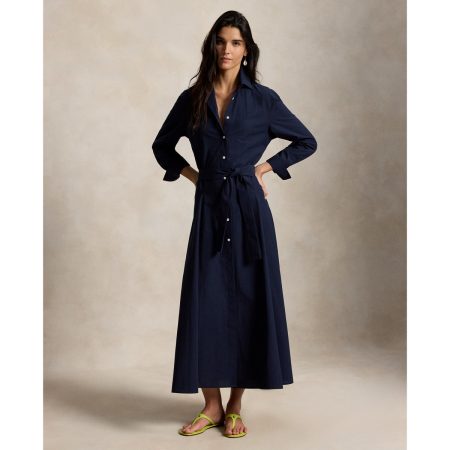 Ralph Lauren Cotton Canvas Tie-Waist Shirtdress