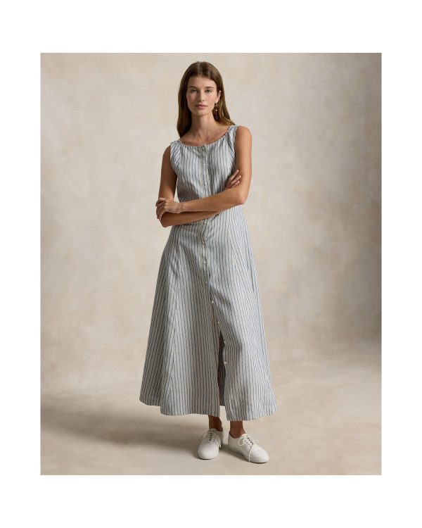Ralph Lauren Striped Paneled Linen Dress