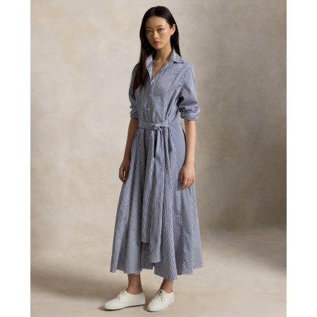 Ralph Lauren Striped Cotton Tie-Waist Shirtdress