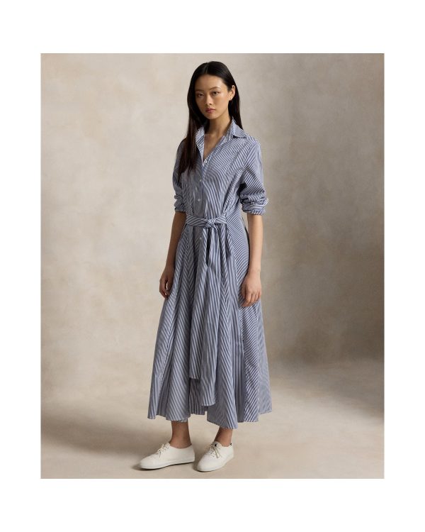 Ralph Lauren Striped Cotton Tie-Waist Shirtdress