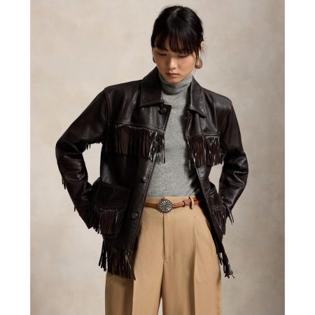 Ralph Lauren Fringe Trim Leather Jacket