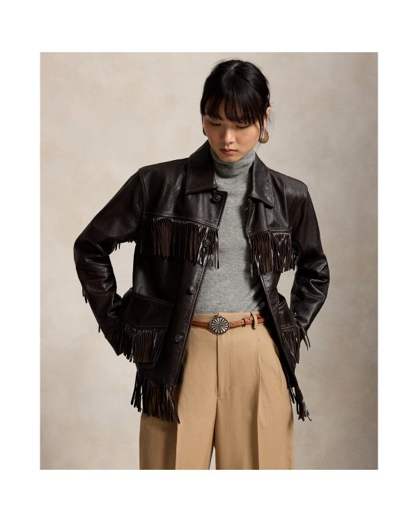 Ralph Lauren Fringe Trim Leather Jacket