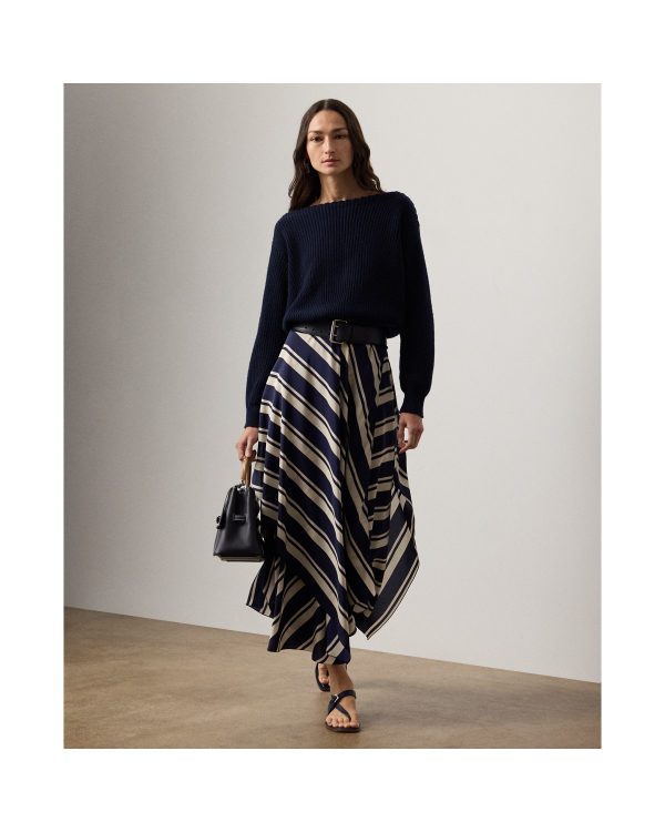 Ralph Lauren Tilda Striped Crepe De Chine Skirt