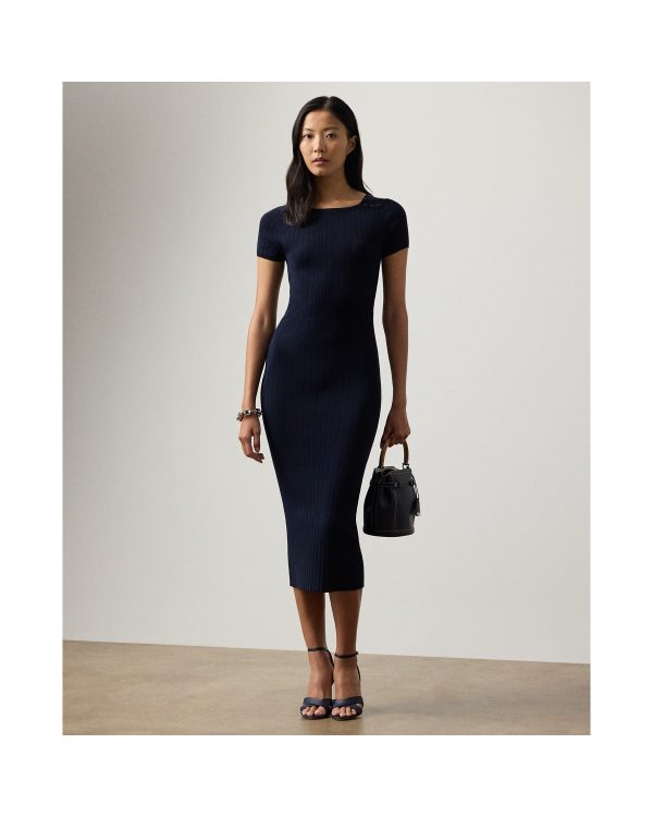 Ralph Lauren Dustan Rib-Knit Silk-Blend Day Dress