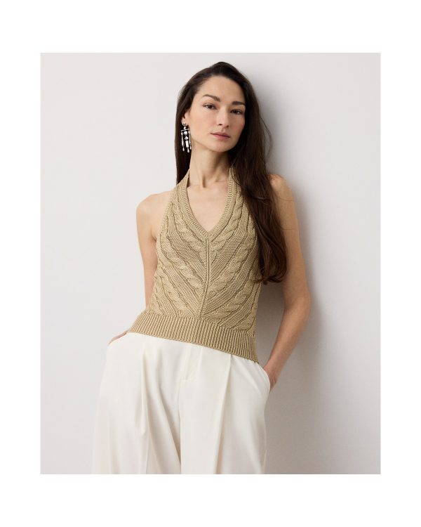 Ralph Lauren Cable-Knit Silk Halter Sweater