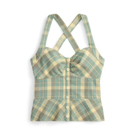 Ralph Lauren Plaid Twill Button-Front Top