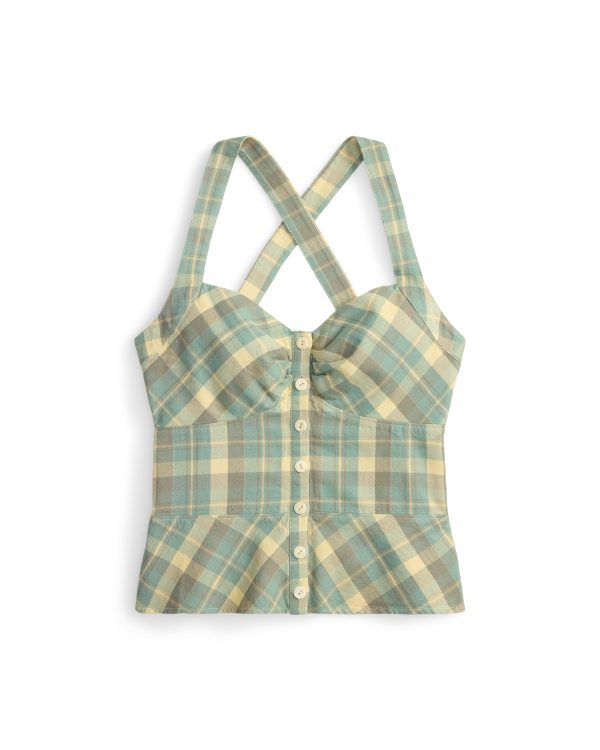 Ralph Lauren Plaid Twill Button-Front Top