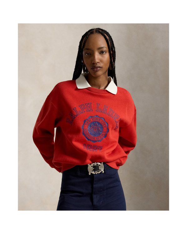 Ralph Lauren Crest Polo Collar Fleece Crewneck