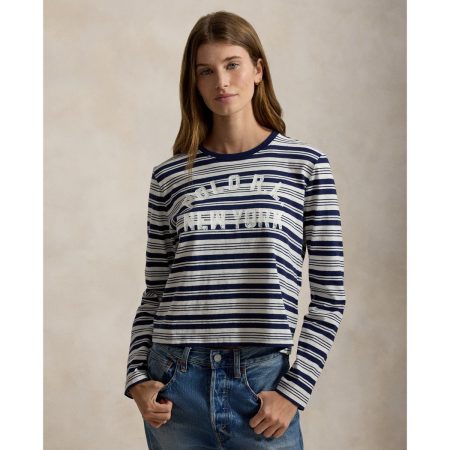 Ralph Lauren Logo Striped Jersey Long-Sleeve Tee
