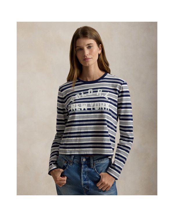 Ralph Lauren Logo Striped Jersey Long-Sleeve Tee