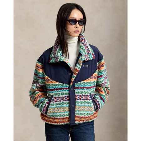 Ralph Lauren Fair Isle High-Pile Fleece Mockneck