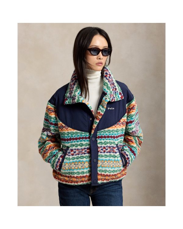 Ralph Lauren Fair Isle High-Pile Fleece Mockneck