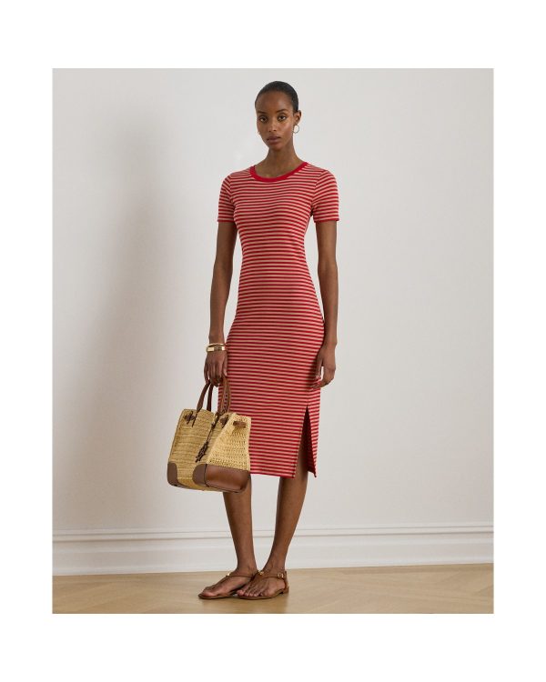 Ralph Lauren Striped Cotton-Blend Ribbed Tee Dress