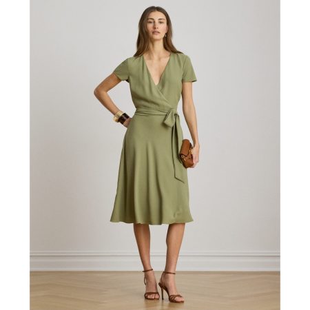 Ralph Lauren Belted Georgette Surplice Dress