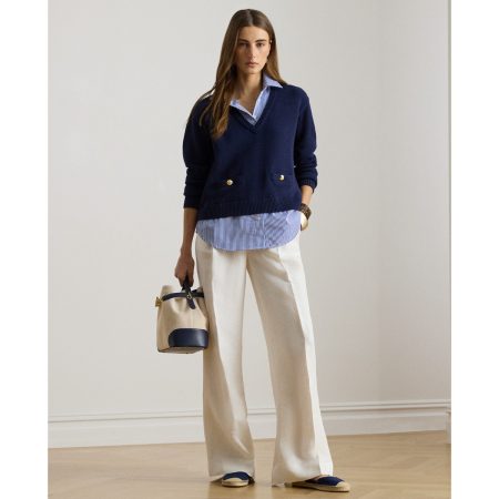Ralph Lauren Linen-Blend Twill Wide-Leg Pant