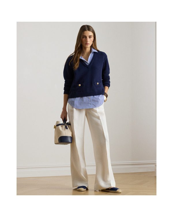Ralph Lauren Linen-Blend Twill Wide-Leg Pant