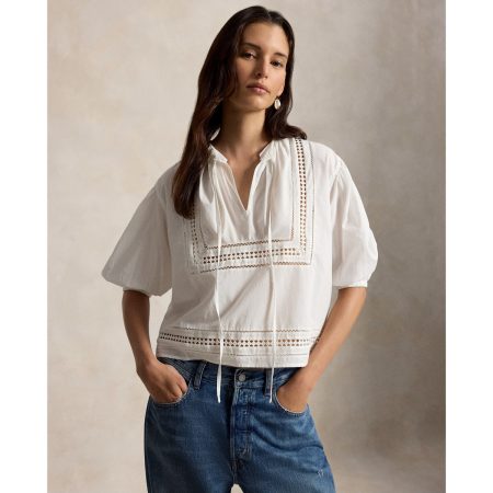 Ralph Lauren Lace-Trim Cotton Shirt