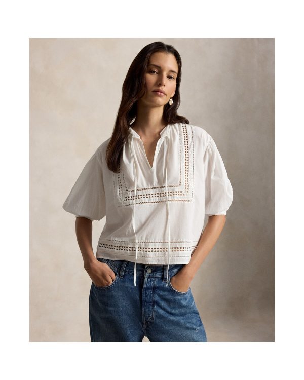 Ralph Lauren Lace-Trim Cotton Shirt