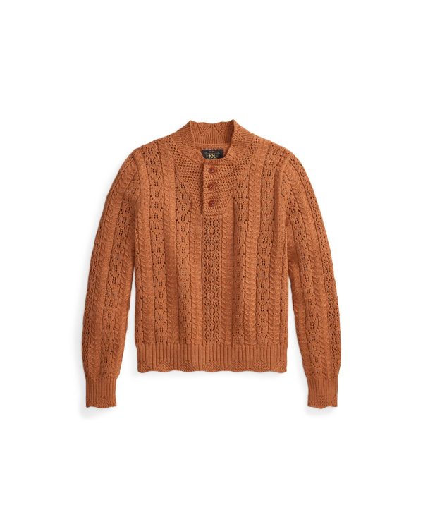 Ralph Lauren Cotton Cable Knit Pointelle Sweater