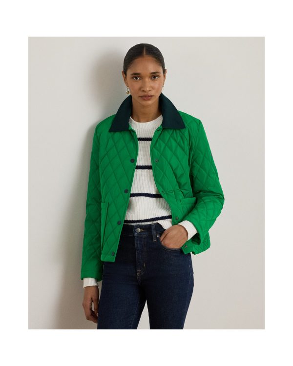 Ralph Lauren Twill-Trim Diamond-Quilted Barn Jacket