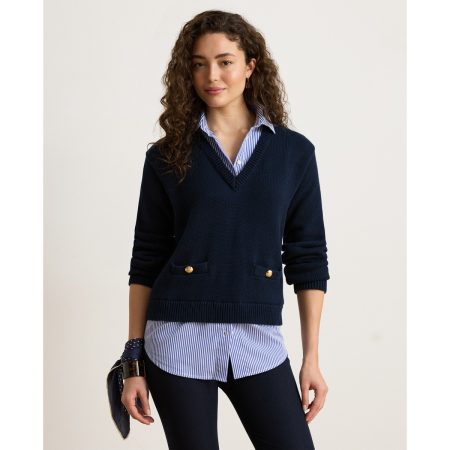 Ralph Lauren Layered Button-Trim Cotton Sweater